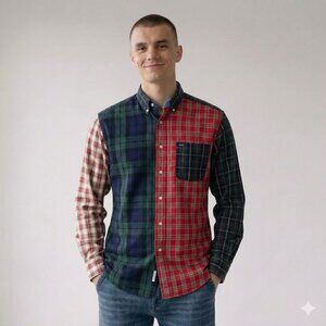 Tommy Hilfiger Vintage 1990's Button Down Plaid Grunge Cotton Shirt Men's Small